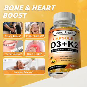 Cápsulas de Gel Suave de Vitamina D3 <span class=keywords><strong>K2</strong></span> de Marca Privada, 120 Unidades, Apoyo Inmunológico, Ingredientes Naturales con Aceite de Coco Orgánico - Product Image 4