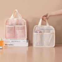 Trousse de Maquillage Moderne en PVC à Mailles Ouvertes, Respirante, Grande Capacité, avec Drainage, Idéale pour les Voyages