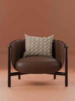 Fauteuil Minimaliste Vintage en Cuir Véritable - Inspiré des Designers Italiens - Chaise Longue de Luxe pour Villas et Espaces de Vie Haut de Gamme