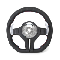 Volant en cuir personnalisé à fond plat semi-perforé avec LED pour BMW F10 F20 F30 M3 F80 M4 F82 M2 F87 M5 F90 X6 E71 E90 E92 E93