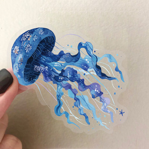 50pcs Transparent Sea Life Beautiful Jellyfish Waterproof PET <strong>Stickers</strong> Laptop Tablet Book <strong>DIY</strong> Handbooks Decoration - Product Image 5
