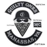 Patch thermocollant brodé en feutre grand format pour le dos, motif GUILTY ONES MC Motorcycle Club, pour veste, gilet, badge