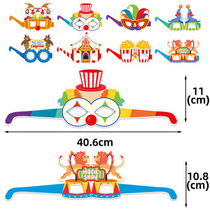 Gafas de Papel Personalizadas con Temática de <span class=keywords><strong>Circo</strong></span> y Carnaval de Beckon, Accesorio para Fotos de Fiesta de Cumpleaños, Decoración para Fiestas y Eventos - Product Image 2