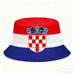 Chapeau Bob AZOV 2026 à Rayures Imprimées Drapeaux Nationaux du Canada et du Paraguay, Respirant, Protection Solaire, 100% Polyester, Impression Numérique - Product Image 2
