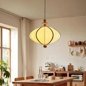 Lampe suspendue ovale en bois massif, lumière LED de 40cm, pour salle à manger, comptoir de bar, style chinois - Product Image 2