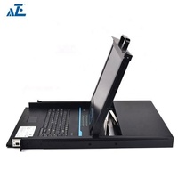 Commutateur KVM VGA 16 ports 19 pouces en rack, marque AZE, noir RAL9005, avec Ethernet USB, écran LCD 17 pouces, IP20, résolution 1280x1024 - En stock