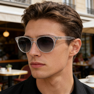Lunettes de soleil unisexes œil de chat, monture carrée transparente grise, légères, verres foncés, luxe, mode, UV400, personnalisables, OEM - Product Image 2