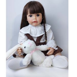 Réaliste pas cher solide doux <span class=keywords><strong>Bebe</strong></span> Em <span class=keywords><strong>Reborn</strong></span> Menina <span class=keywords><strong>Reborn</strong></span> poupées Silicone nouveau-né bébé femme avec des cheveux longs - Product Image 1