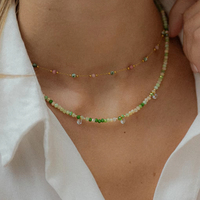 Mini collier de perles de pierre naturelle à facettes 2-3mm cristal de guérison or 18k chaîne en acier inoxydable bijoux de tour de cou délicats pour elle