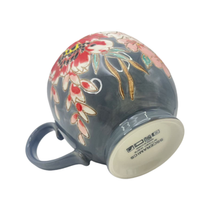 15oz 450ml Handmade Ceramic <b>Mugs</b> <b>Set</b> Colorful Glossy Glaze Hug <b>Mug</b> for <b>Coffee</b> Milk Soup Classic Design with Floral Pattern - Product Image 6