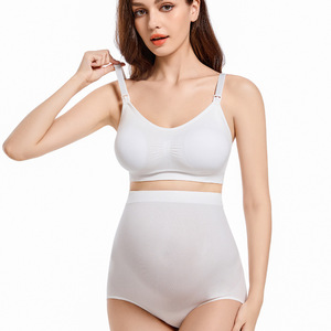Conjunto de <span class=keywords><strong>Ropa</strong></span> Interior de Maternidad Sin Costuras de Cintura Alta y Sujetador de <span class=keywords><strong>Lactancia</strong></span> 668+855 con Botón de Apertura Sin Aros Sin Marcas Transpirable y Levanta Cadera - Product Image 6