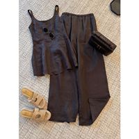 Ensemble Chic Décontracté Style Old Money 2026 – Haut Gilet Blanc Cintrant et Pantalon Large – Tenue d'Été Deux Pièces pour Femme