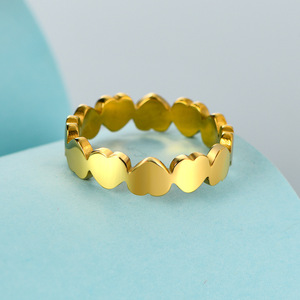 Heart Shaped 6Mm Steel Gold Women's <b>Ring</b> Gift Jewelry Fashion <b>Rings</b> - Product Image 4