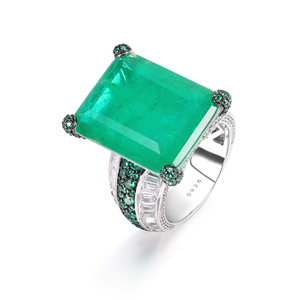 Nhẫn Đá CZ Thiết Kế Mới Cho Nữ Nhẫn Bạc Sterling 925 Tùy Chỉnh Nhẫn Xanh Ngọc Lục Bảo Sang Trọng - Product Image 5