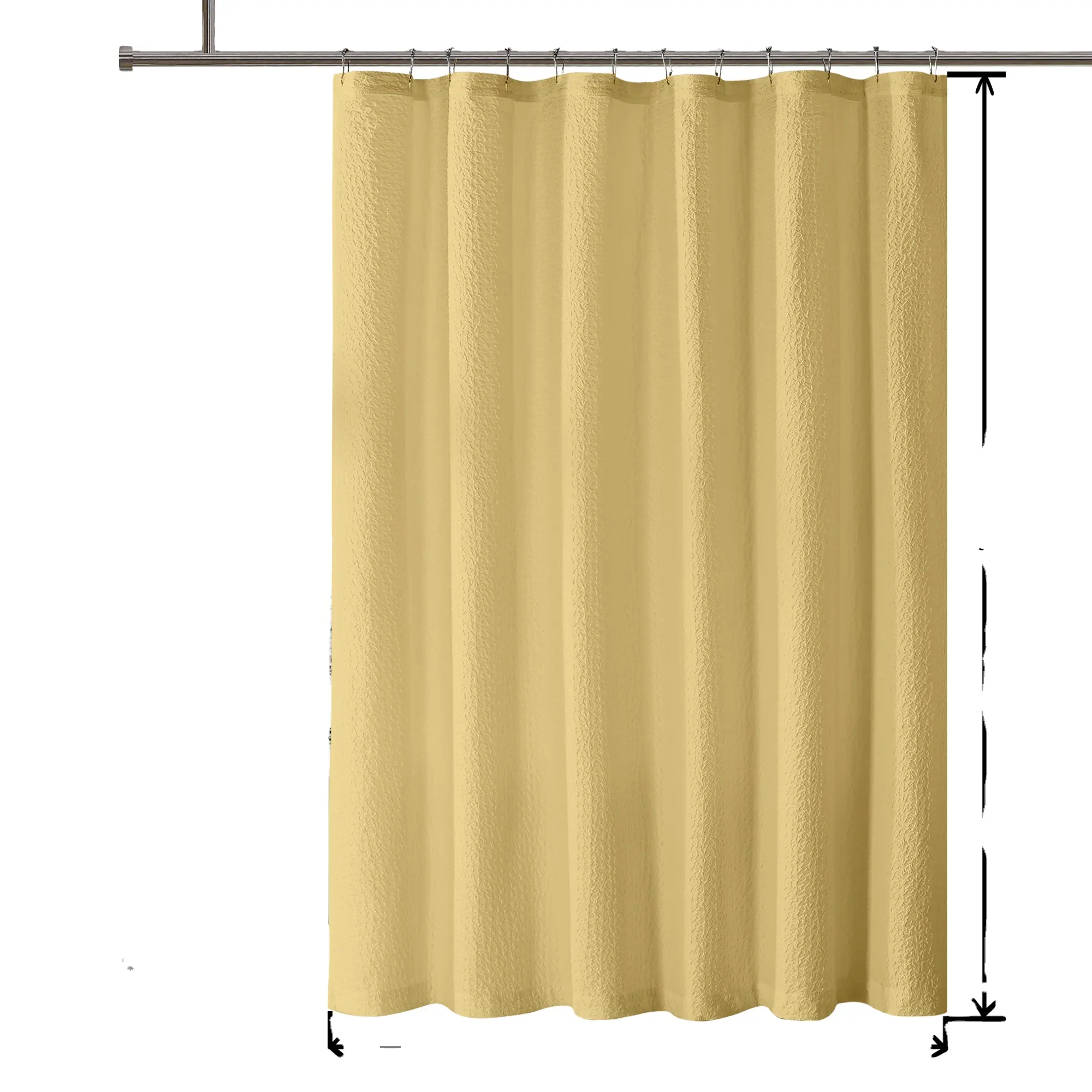 OWENIE Hot Selling Shower Curtain, 3D Embossed Textured Yellow Shower Curtain for Bathroom, Geometric Polyester Fabric