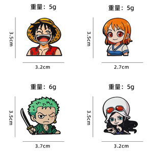 4 Nuevos Diseños de Alta Calidad, Pin Metálico de <span class=keywords><strong>Anime</strong></span> de One Piece con Luffy, Zoro, Nami y Robin, Decoración para Mochila - Product Image 3