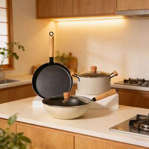 Ensemble de 3 casseroles et poêles antiadhésives en <span class=keywords><strong>pierre</strong></span> médicale pour la maison, compatibles induction et gaz, pour une cuisine saine et sûre - Product Image 1