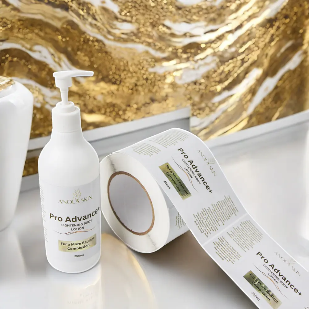 Benutzer definierte Goldfolie Hautpflege Kleber Aufkleber Wasserdichtes Kosmetik etikett für Körper creme Lotion Flasche Shampoo Druck verpackung