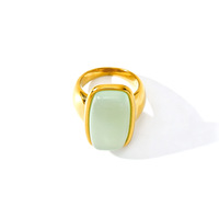 Retro Tigerauge Harz 18K Gold Edelstahl Rechteckiger Breiter Minimalistischer Damenring als Geschenk