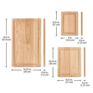 Ensemble de planches à découper en bois de caoutchouc durable, trois tailles, planches à découper en bois avec rainure profonde pour le jus, design réversible pour une utilisation en cuisine - Product Image 4