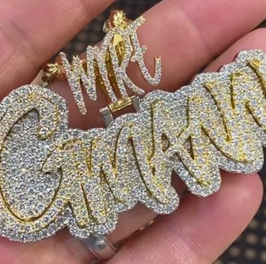 Colar Personalizado com Pingente de Nome para Homens em Latão Sólido Estilo Street <span class=keywords><strong>Rock</strong></span> Hip Hop Joia em Letra 3D com Nome Personalizado - Product Image 6