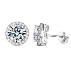 Orecchini a Lobo in Argento Sterling 925 Placcato Oro Rosa, Stile Hiphop/Rock, per Uomo e <span class=keywords><strong>Donna</strong></span>, con Moissanite <span class=keywords><strong>Taglio</strong></span> Brillante da 0,1ct a 4ct - Product Image 1