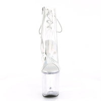 Sandales d'été sexy à talon aiguille de 20 cm (8 pouces), bout ouvert, bride cheville, à lacets, pour l'extérieur, avec amorti et antidérapantes, rehaussantes