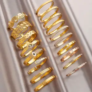 Waterproof Tarnish Free Zircon 18k rose Gold bangle Bracelet For Women Water Proof Stainless Steel bangles Jewelry for women