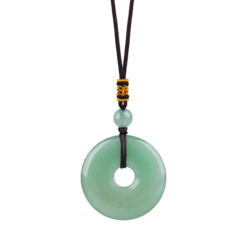 Collar de cristales curativos de donut circular de 30mm, amuleto de piedra preciosa de Chakra semipreciosa Natural, moneda de la suerte, collar de encanto de donuts