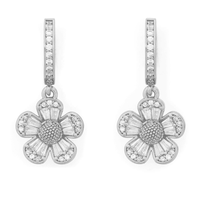 Maimang Maßgefertigter Edel-Schmuck 18k Vergoldete 925 Sterling Silber Vollbesetzte Zirkonia Blumen-Anhänger Tropfen-Ohrringe für Damen