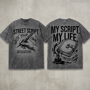 Camiseta al por mayor de algodón de 300GSM de alto gramaje, con lavado desgastado, oversize, hombros caídos, corte boxy, gráfico, con logo personalizado para hombre - Product Image 1