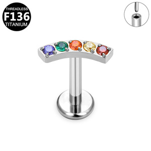 Getta ASTM F136 G23 Titane Clous de Labret Sans Filetage 16G à Poussoir pour Piercing Cartilage Oreille Tragus Hélix, Zircon pour Enfants - Product Image 4