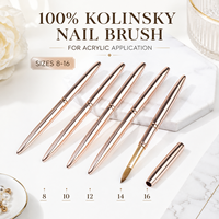 Pinceau à ongles en poils de Kolinsky 100% de qualité supérieure avec manche en métal doré 2026 pour salon de manucure