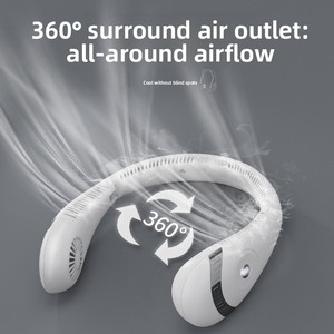 <span class=keywords><strong>Ventilateur</strong></span> portable USB en plastique à porter autour du cou, style paresseux, avec affichage numérique, pliable, silencieux, sans pales, pour extérieur, batterie longue durée - Product Image 3