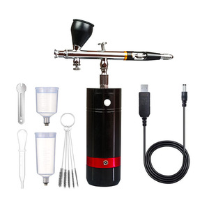 Handheld Airbrush Rechargeable <b>Electric</b> Air Pump <b>Kit</b> Gravity Feed Adjustable Speed Artwork Model Painting USB Powered Portable - Product Image 2