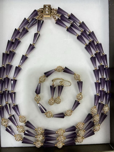 Luxe 3 pièces vert émeraude cristal ensemble de bijoux Double couche strass <span class=keywords><strong>collier</strong></span> cravate noire réglable pour mariage Gala pour la mère - Product Image 3