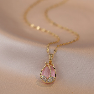 Collar de diseño minimalista de lujo para mujer Viral Tulip Zircon Instagram-Worthy High-End Fashion Collar Chain New Style - Product Image 4