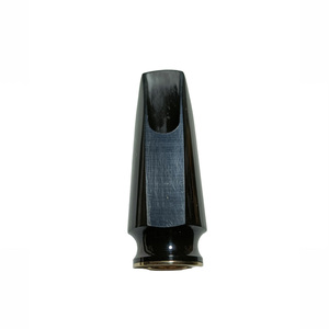 Embouchure de saxophone soprano en ébonite caoutchoutée dure Eastern Music, professionnelle, noire brillante avec anneau décoratif doré - Product Image 2