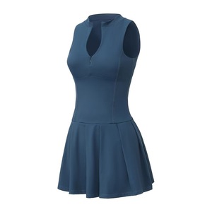 Gaun Tenis Wanita Terbaru Model Half Zip Slim Fit dengan Celana Pendek Terpisah, Kantong Samping, Cepat Kering, Cocok untuk Fitness, Outdoor, Pickleball, dan Tenis - Product Image 5