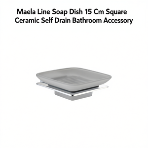 Jabonera Maela Line de 15 cm Cuadrada, Cerámica, con Drenaje Automático, Accesorio de Baño - Product Image 3
