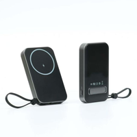 Power Bank Magnetik Nirkabel 10000mAh Baterai Li-Polymer 22.5W Nirkabel & 20W Pengisi Daya Cepat Berkabel dengan Tali Gantungan & Penyangga 2-in-1 untuk Ponsel