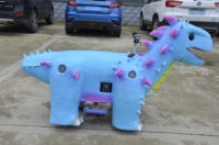 Trottinette électrique animatronique dinosaure personnalisée à monnayeur pour enfants, modèle de parc d'attractions, trottinette dinosaure pour enfants