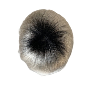 Sistemas <span class=keywords><strong>de</strong></span> Cabello Humano Virgen Indio Tono Ombre <span class=keywords><strong>Color</strong></span> T1B60ry <span class=keywords><strong>Rubio</strong></span> Platino AUS Toupee 8x10 con Unidad <span class=keywords><strong>de</strong></span> Encaje y PU para Hombres Blancos - Product Image 4