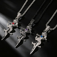 Chaîne de collier Hip Hop pour homme avec pendentif croix dragon en zircon, chaîne corde, zirconiums AAA, style Iced Out, tendance, vente en gros