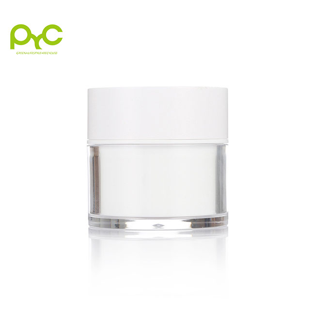 Hot Sale White Plastic Airless Pump Acrylic Vacuum Cream Jar Cylinder Round Small Cosmetic Jar