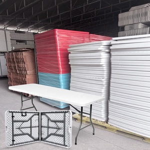 Hafif taşınabilir ABS plastik 6ft katlanır masa kapalı açık çok amaçlı kullanım için kolay temiz yüzey - Product Image 2