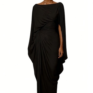 Abito da sera lungo da donna <span class=keywords><strong>con</strong></span> maniche a mantella drappeggiate e vita arricciata, ideale per invitati a matrimoni ed eventi formali - Sehe Fashion - Product Image 2