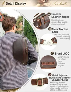 Contact's Vintage cuero genuino dos tonos pecho bolsa cinturón riñonera para hombres riñonera de lujo con gran capacidad