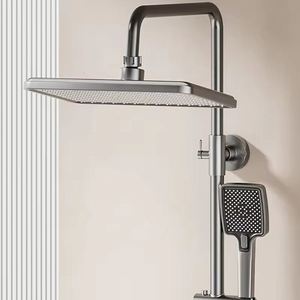 Ensemble de douche mural moderne de luxe avec affichage numérique, touches de piano, douche pluie 4 fonctions, mitigeur de salle de bain - Product Image 4