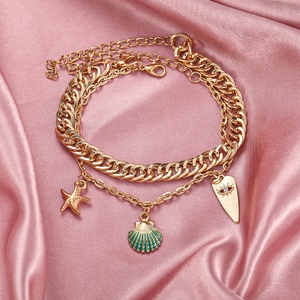 Tobillera Retro Multicapa con Colgante de Estrella de Mar y Concha Verde <span class=keywords><strong>para</strong></span> Mujer, Tobilleras de Playa con <span class=keywords><strong>Ojo</strong></span> de Horus, Joyería de Verano - Product Image 4